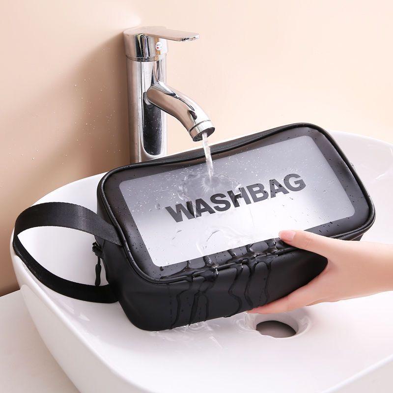 3-piece Set Waterproof Transparent Cosmetic Bag Ins Female Senior Convenient Large Capacity Travel Toiletry Bag Cosmetic Bag