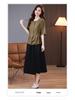 2025 Summer Fashion Tencel Two-Piece Set: Age-Reducing Mom Casual Blouse & Loose Midi Skirt