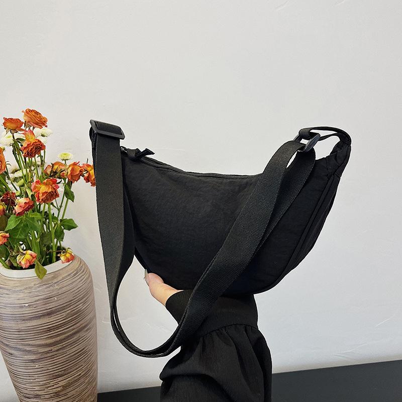 Dumpling Bag Stylish Versatile Lightweight Single-Shoulder Washed Fabric Bag Crossbody