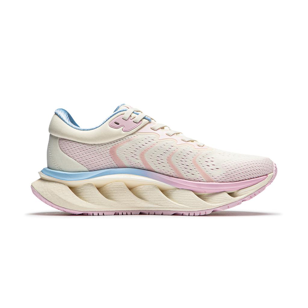 Li Ning Arc CRC Shock Absorbing Wear Resistant Non Slip Low Top Running Shoes Women Running Shoes Beige Pink AZGU006-6