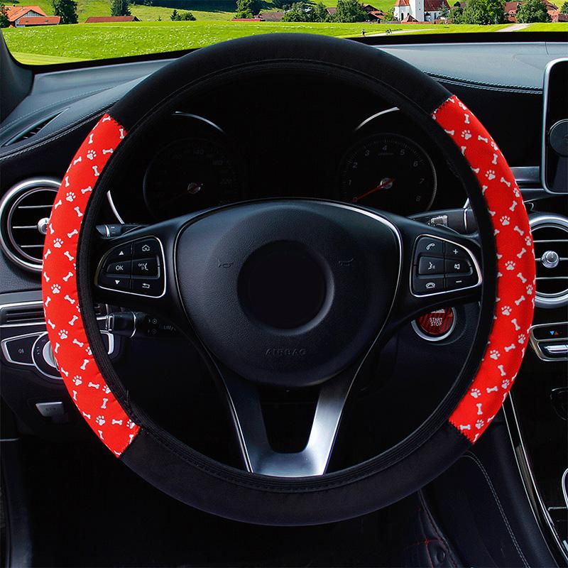 37-38cm Car Steering Wheel Covers Elastic Maple Leaf Pattern Anti-slip Universal Auto Interior Accessories Car Styling
