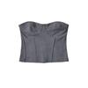 YPFF Trendy Women's Waist-Cinching Crop Top with Slimming Fishbone Waistband and Zipper Bandeau Design