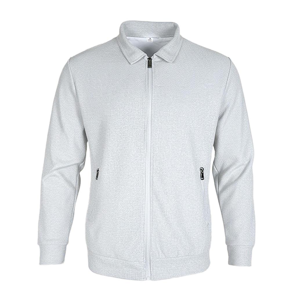 2025 Herren Slim Fit Lässige Strickjacke Jacke - Frühling/Herbst, Reißverschlusstaschen, Reverskragen, Uni-Farbe