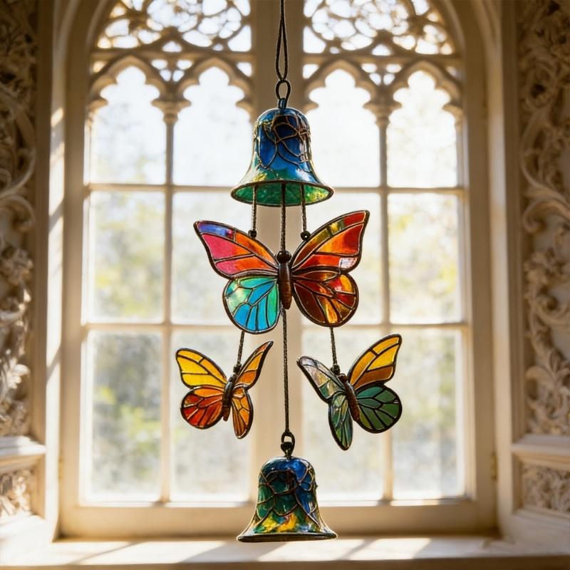 Butterfly Wind Chimes Producing Clear Tone for Balconies and Garden Creating a Peaceful Artistic Iron Design