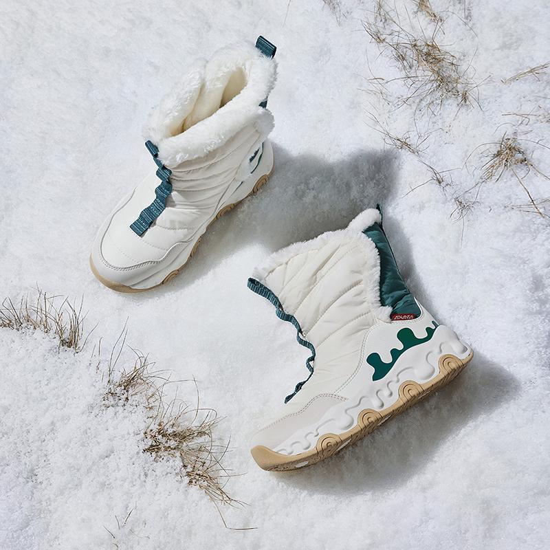Anta Kids Trendy Fashion Thickened Warm Non-Slip High-Top Boots Kids Boots Mud-Gray Sage-Green Ivory-White A22446927-3