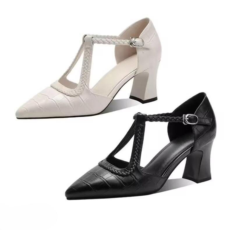 Fashion 2025 Weaving Style New Fairy Style Versatile Korean Version Bag Head Sandals Women Wear Thick Heels High Heels Women's Sandals