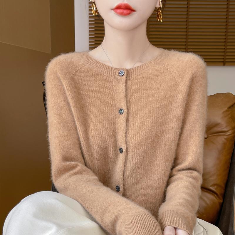 Qinghe Cashmere Women's 30% Cashmere Cardigan - Soft & Warm Wool Blend Sweater