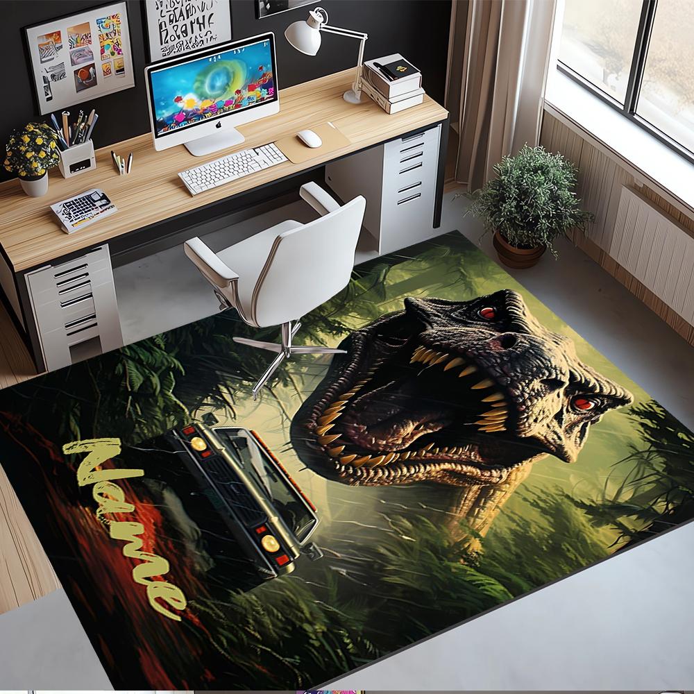 Custom Name Dinosaur Printed Carpet,Rug for Office Chair Living Room Bedroom Kitchen Room Decor Gifts.