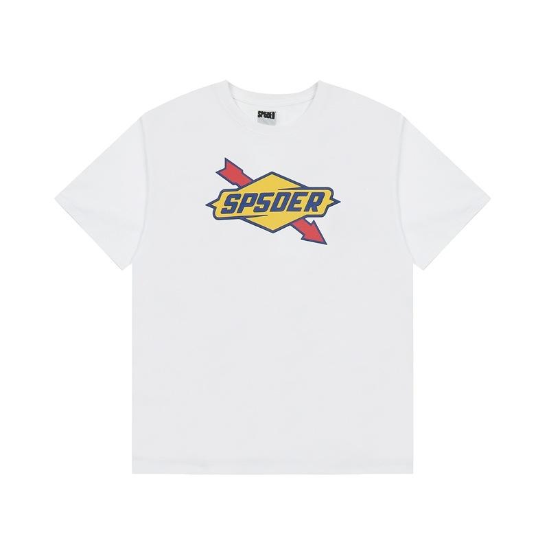 Foreign Trade Meichao Sp5der555555 Spider Web Printing Summer Loose Trend Men's and Women's Couples Short Sleeve T-Shirt Summer