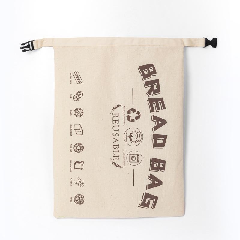 

1 Pcs Reusable Bread Bags With Release Buckle Closure Kitchen Sourdough Bread Storage Bags Cotton Cloth Tpu Oil Proof Pocket бежевий