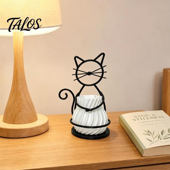Cat Shaped Pen Holder Flower Pot Holder, Multifunctional Desktop Vase Organizer for Mini Small Plants, Minimalist Stand with Pots, Home Decor