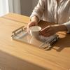 Desktop Tray Ribbed Serving Rounded Corners Home Organization Large