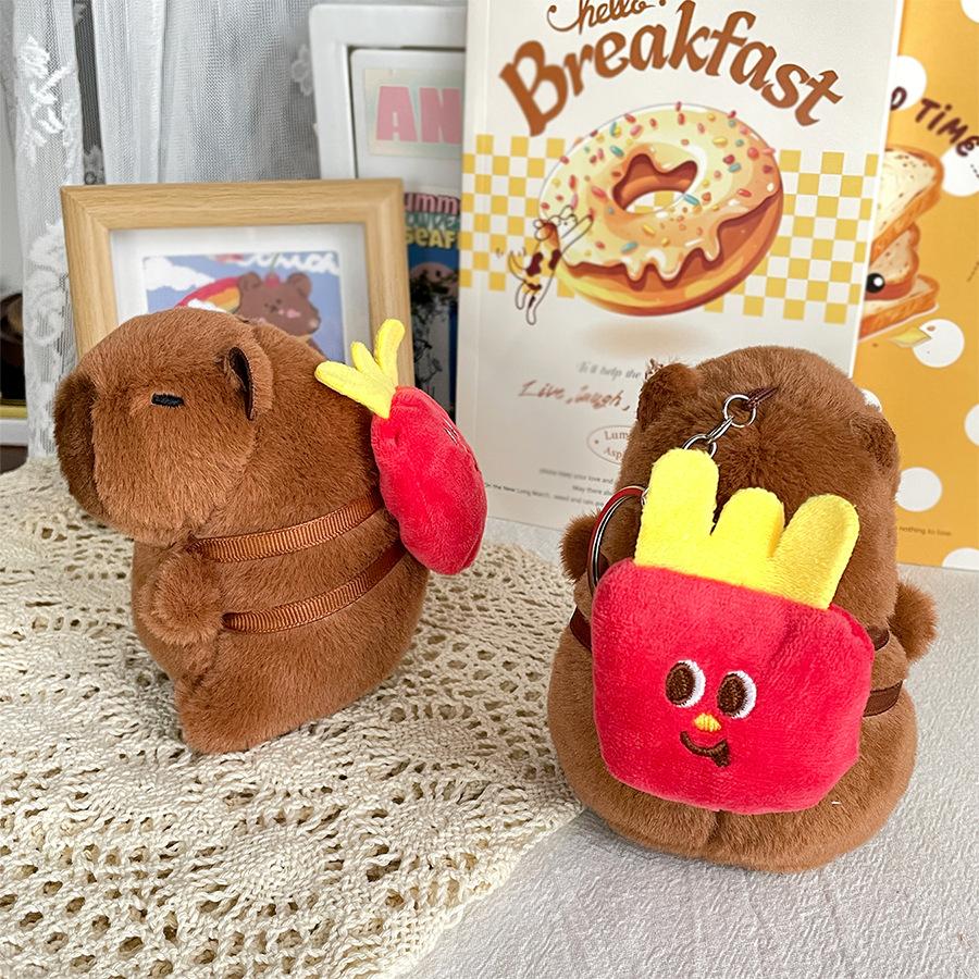 

Мультяшная картошка фри хот-дог капибара кукла подвеска на сумку еда бургер капибара кукла подарок на 1 июня Height about 11cm