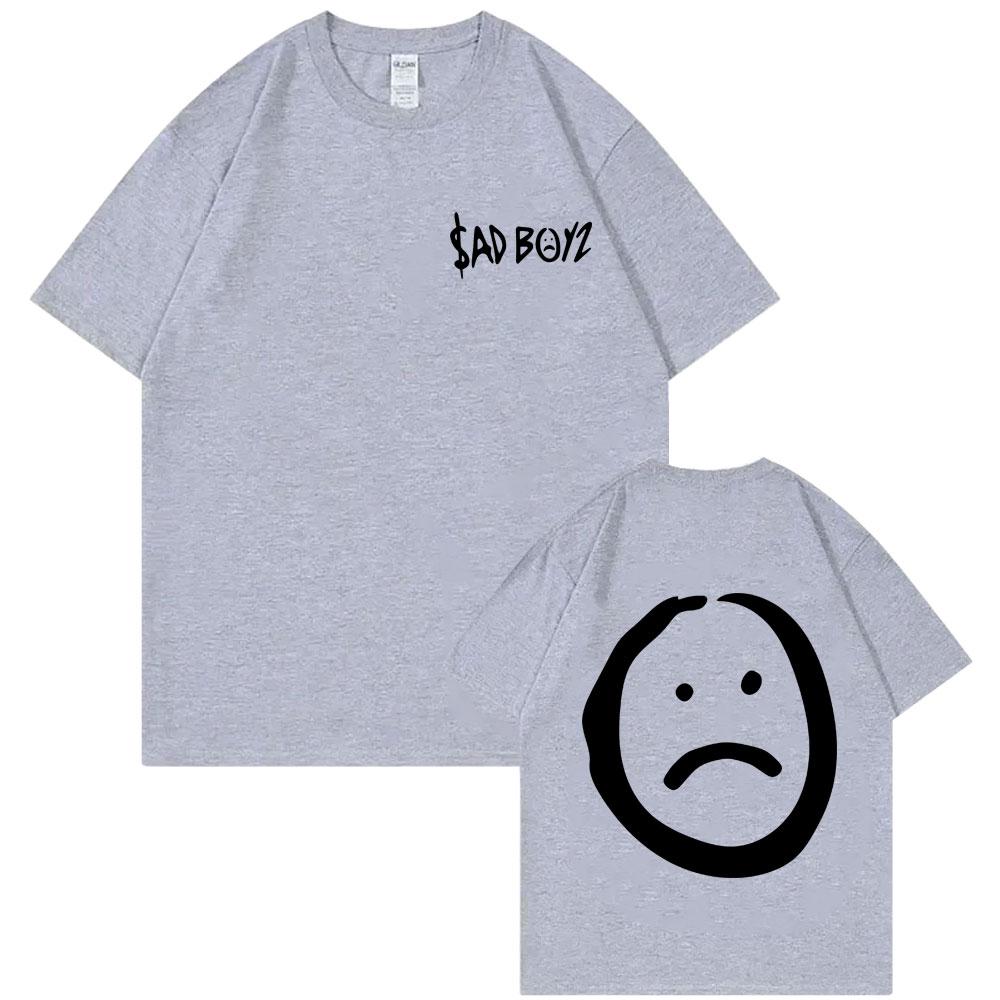 Singer Junior H Sad Boyz Double Sided Print Tshirt Mens Hip Hop Oversized Streetwear Men Fashion Casual Cotton T Shirts