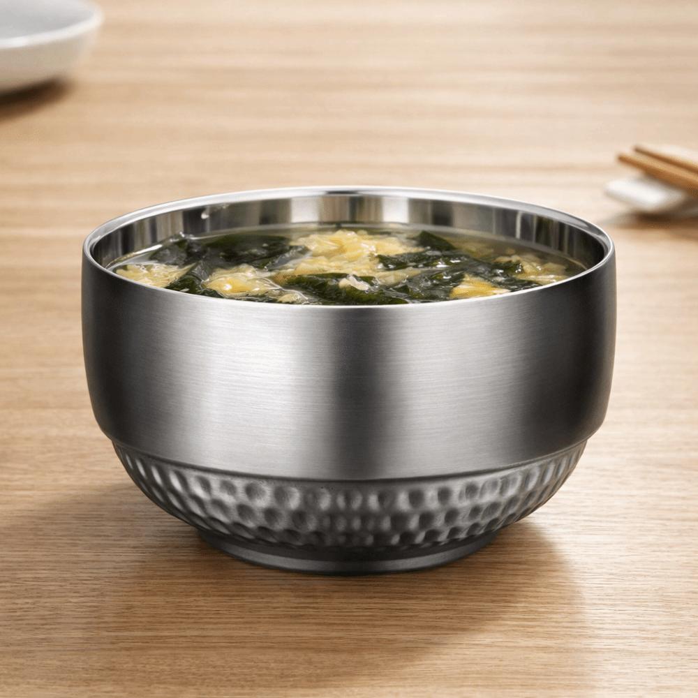 2 Piece Hammered Pattern Children's Bowl Unbreakable Soup Bowl Insulated Bowl  Kindergarten