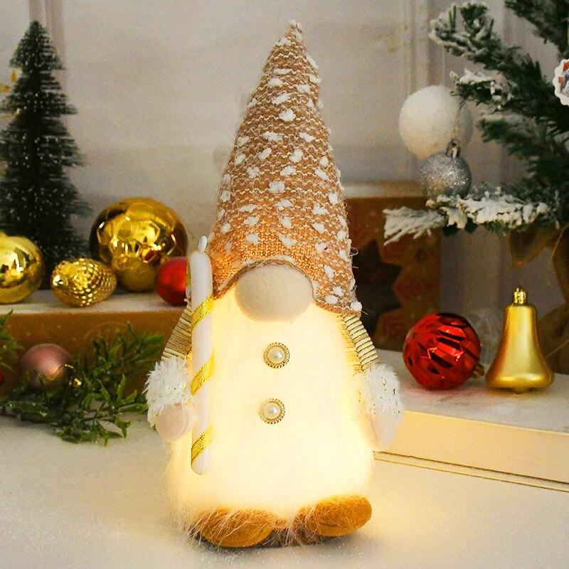 Merry Christmas LED Luminous Faceless Forest Old Man Elf Doll Ornament Navidad New Year Christmas Gift Children Faceless Doll