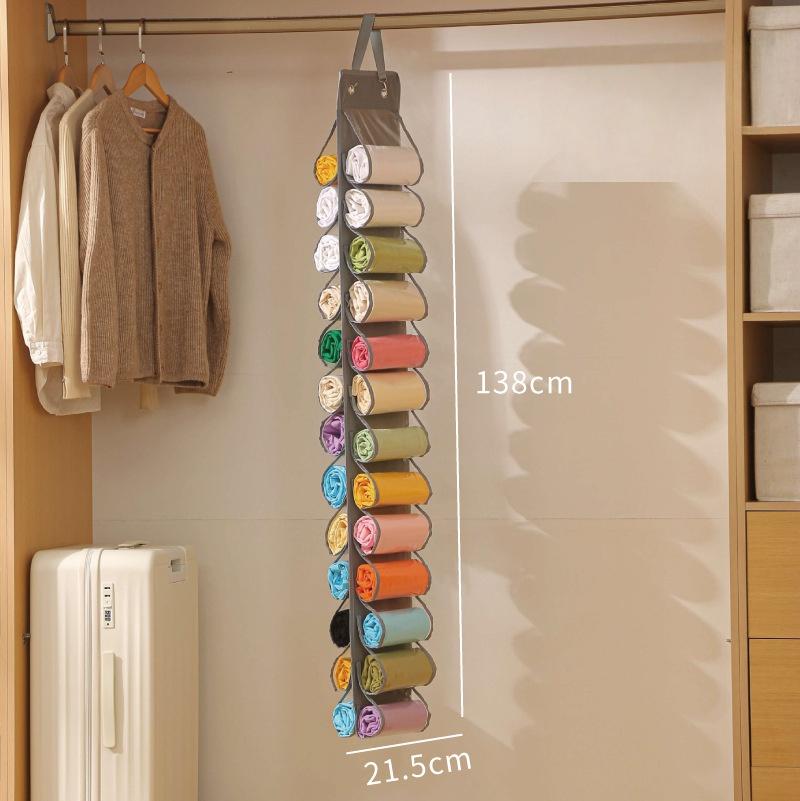 1PC Storage Bag Clothes Hanger Compartment Hanging Organiser Clothes Hanger Foldable Leggings Organiser Wardrobe Roll Organiser