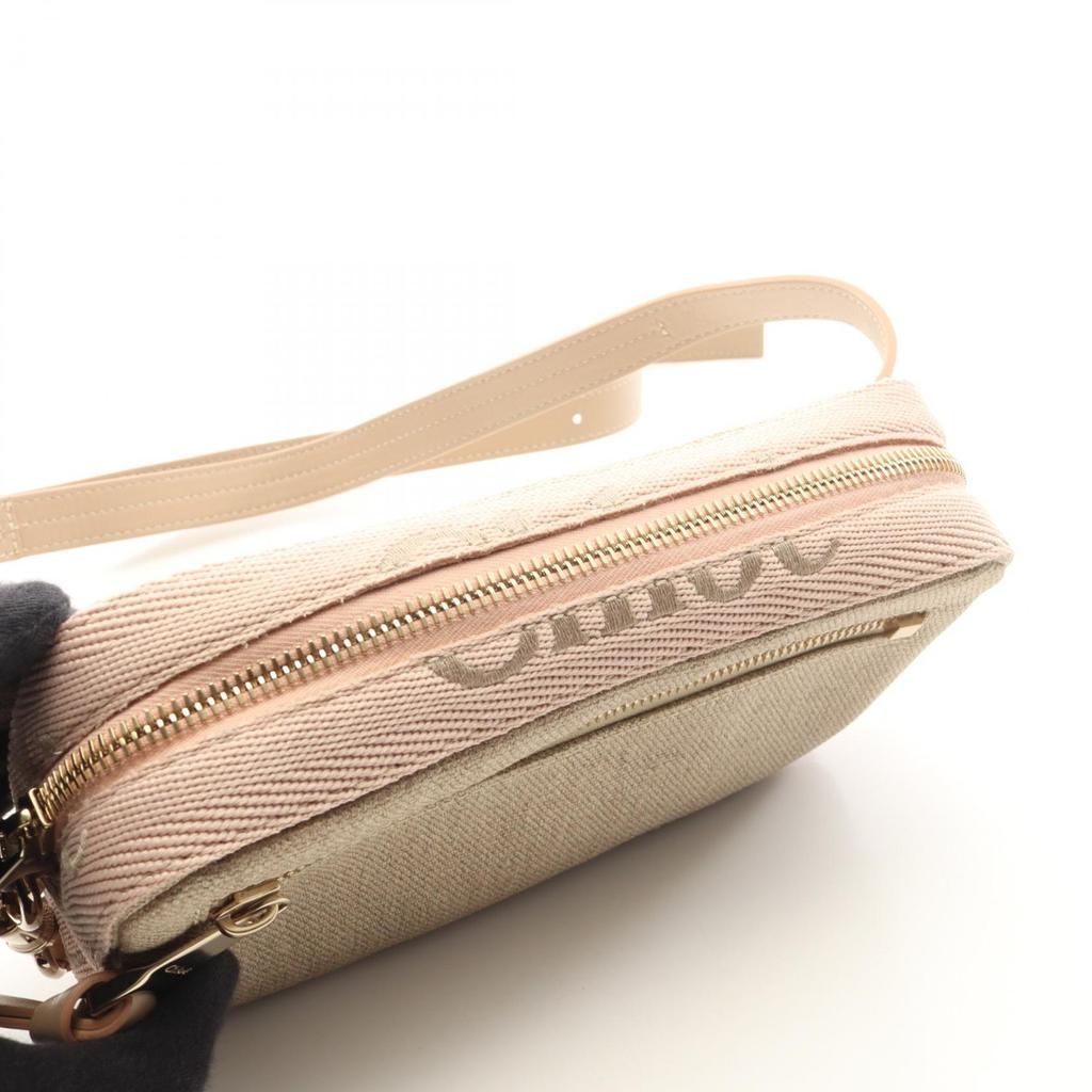 Used Chloe WOODY BELT BAG Shoulder Bag CHC23AS432 Canvas Leather Beige Pink Used Women