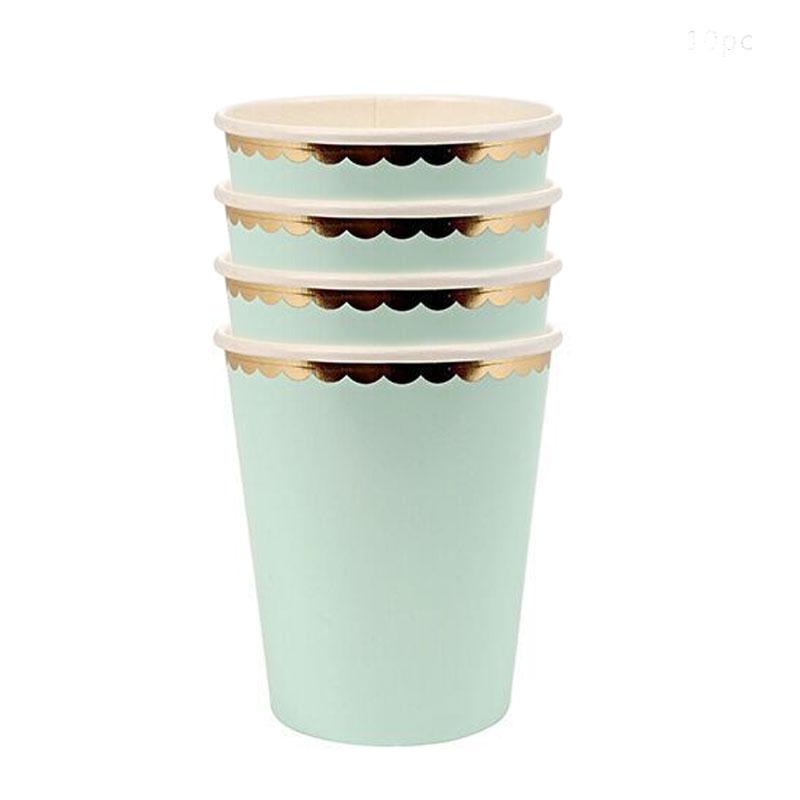 Disposable Paper Plate Lace Cups Hot Stamping Lace Dessert Paper Plates Tableware Wedding Happy Birthday Party Supplies