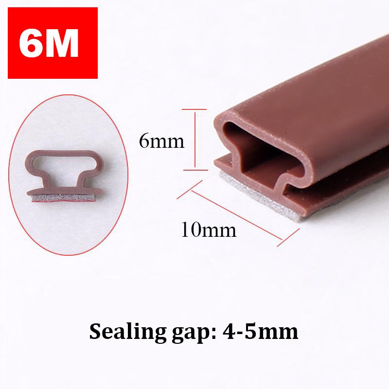 6M Silicone Rubber Sealing Strip Self Adhesive Doors Window Soundproofing Weather Stripping Gap Blocker I Type Insulation Tape