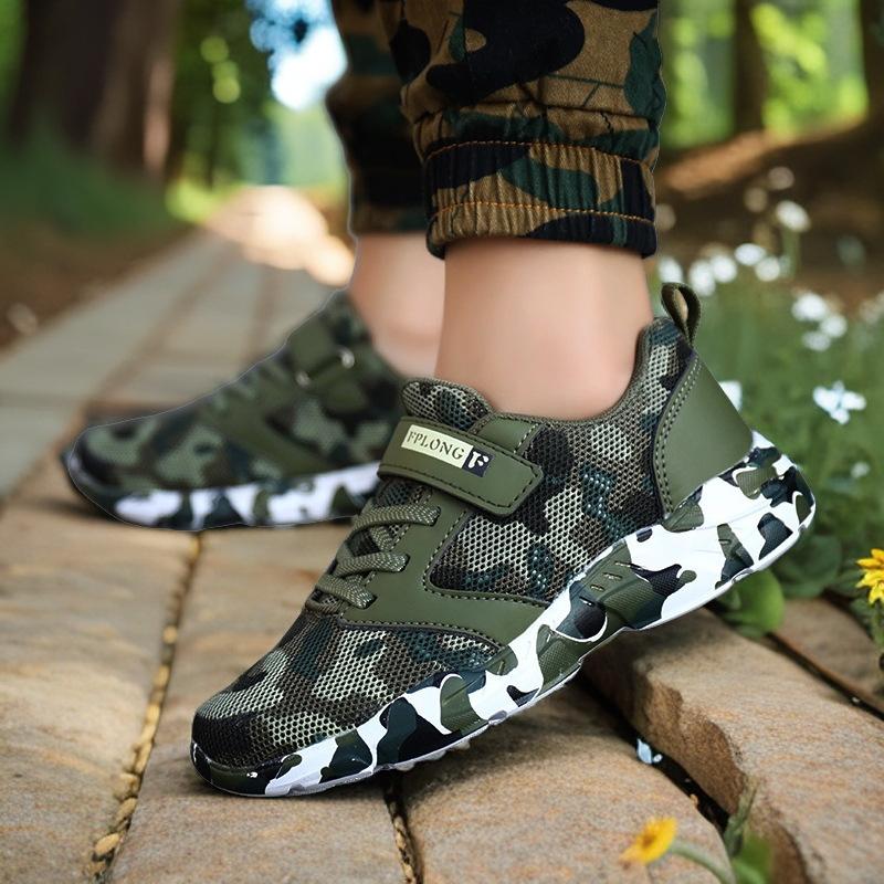 905 Children's Sports Shoes Summer Camp Military Training Camouflage Shoes Youth Non-slip Student Models Mesh Breathable Soft Sole
