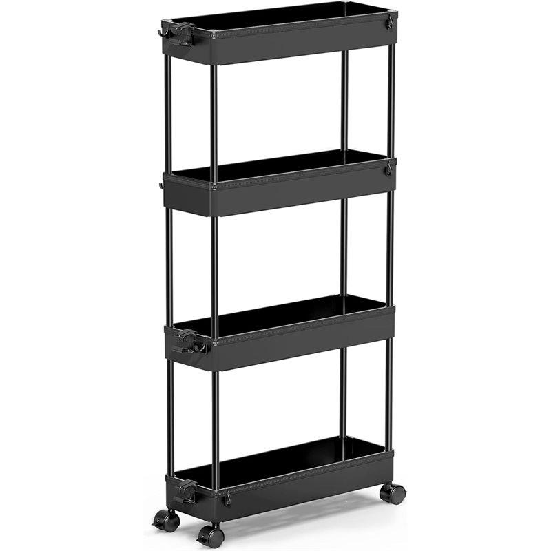 

CYCLI-Utility Cart Rolling Storage Cart 4 Tier Bathroom Organizer Mobile Shelving Unit Rack For Kitchen,Laundry Room Bather чёрный