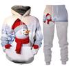 3D Print Hoodies Suit Christmas Santa Claus Man Woman Tracksuit Pants 2pcs Sets New Year Holiday Party Casual Pullover Oversized