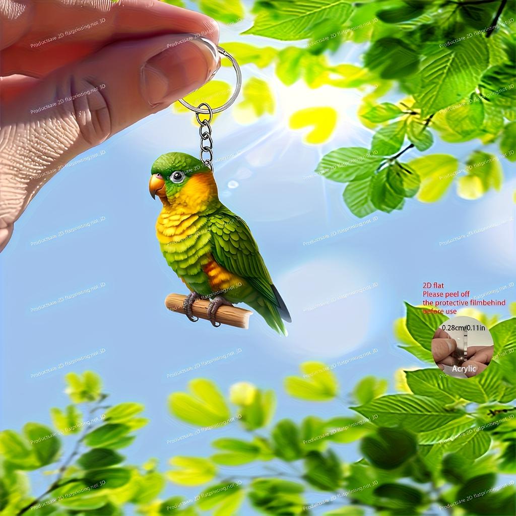 Cute Parrot 2D Acrylic Keychain, Decorative Hanging Charm for All Events & Holidays, Ideal Gift Choice