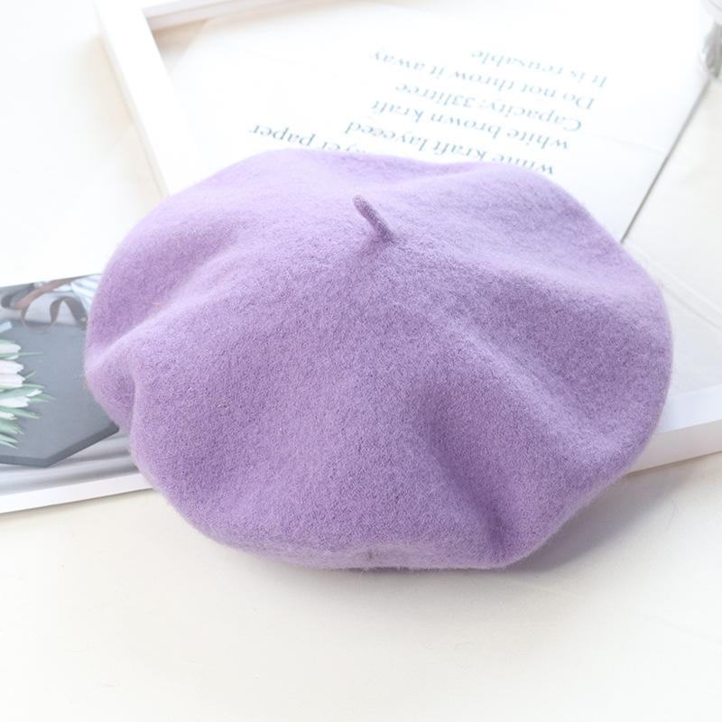 Women'S Wool Beret | Face Slimming Winter Warm | Solid Color Cashmere Blend | Vintage Painter Hat