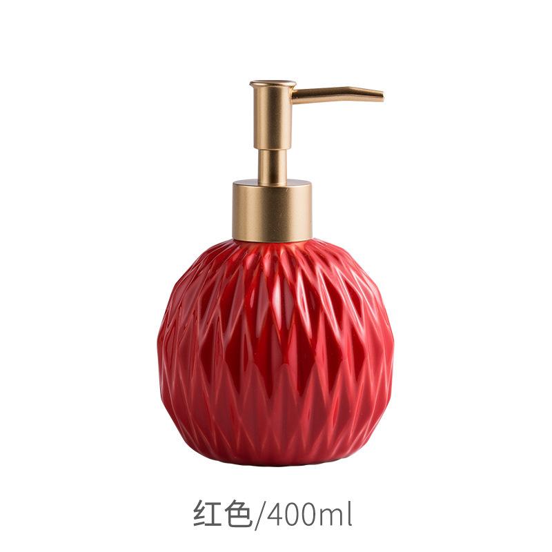 

Керамический многоразовый дозатор для мыла в ванной Бутылки для лосьона Бутылка с дозатором для жидкости Дозатор для лосьона Диспенсер для мыла Украшения для ванной комнаты 400ml красный