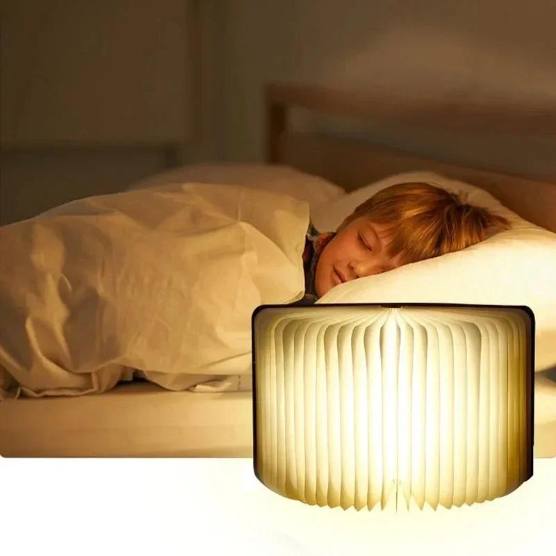 Creative 3D Folding LED Night Light RGB Color USB Recharge Wooden Book Lights Decor Bedroom Table Lamp for Kid Brithday Gift Hot