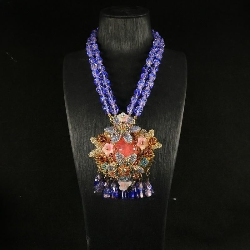 NISHIZAWA Glass Beaded Necklaces for Women Multi-layered Palace Style Retro Jewelry Fashion Elegant Collares Para Mujer