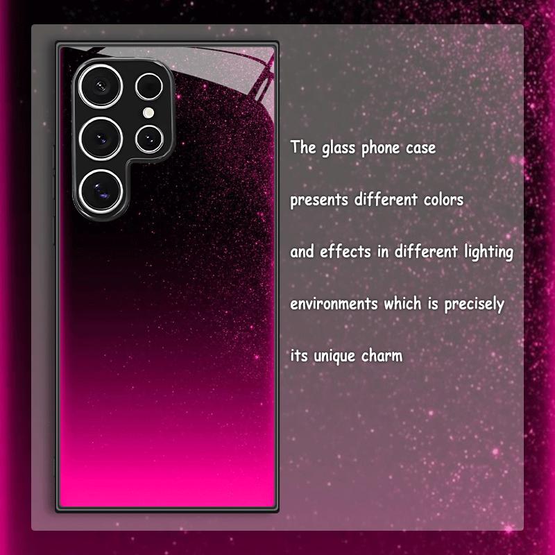 Flash gradient black tempered glass phone case suitable for Samsung Galaxy S26 S25 S24 S23 S22 S21 S20 FE/Ultra/Plus anti drop