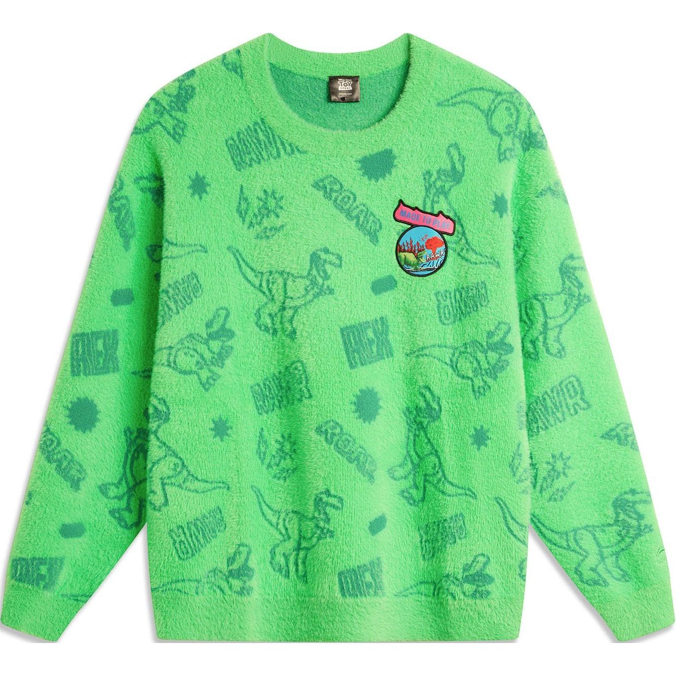 

Li Ning X Disney Коллаборация Серия Обнимающий Дракон Принтованный Пуловер с Круглым Вырезом Удобный Свободный Вязаный Свитер Унисекс свитер Секретно-зеленый AMBU212-4 M