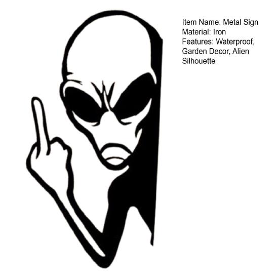 Yousheng Metal Alien Sign Peeping Around Alien Silhouette Sign Garden Decor Flip-off Alien Decoration for Outdoor Yard Tree Fence Post