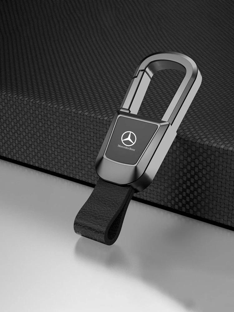 DQY2   2025 New Metal Leather Car Emblem Keychain Keyring For Mercedes Benz W212 W213 W205 W177 W247 W176 CLS CLA CLK CLG GLSA Auto Acc