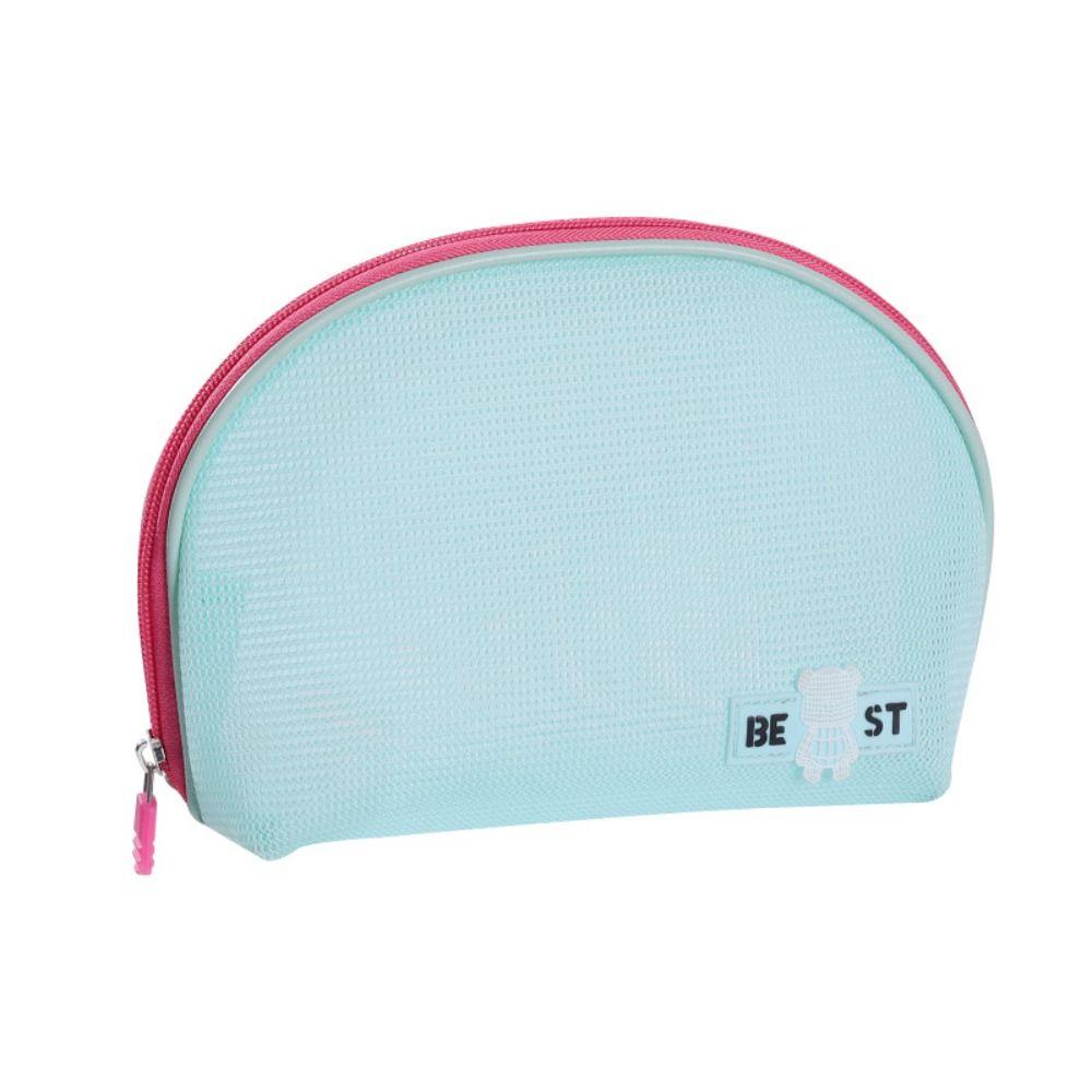 

Mesh Travel Toiletry Bag Portable Data Cable Storage Bag Simple Bath Storage Case Business Trips синий