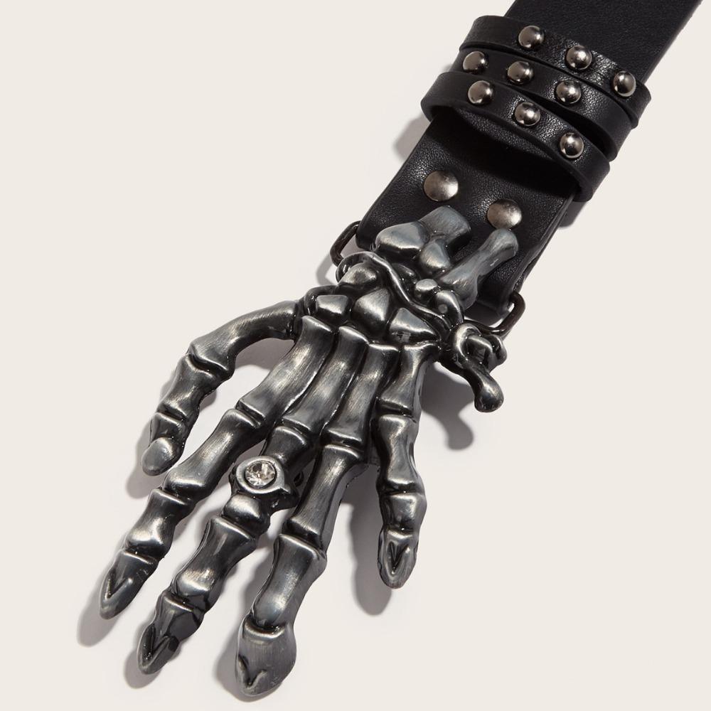 Casual Skull Belt Versatile Gothic Leather Belt Fashion Rivet Belts  Unisex