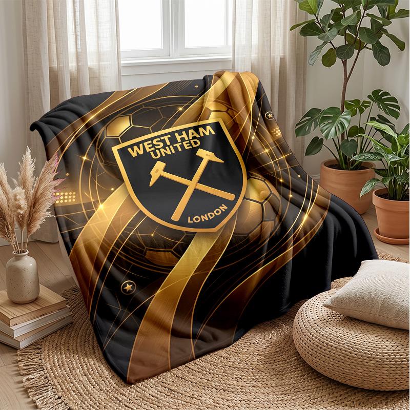 Coperta in Flanella con Stampa West Ham United, Morbida Calda Leggera Coperta da Divano Letto Campeggio