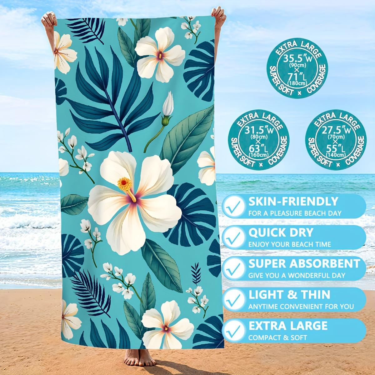 

Hawaiian Floral Print Extra Large Beach Towel: Skin-Friendly, Quick Dry & Super Absorbent! Suitable for towels, bath towels W30*H60(CM)