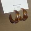 Amber Color C-Shaped Stud Earrings for Women: Elegant, Lightweight, Simple Design, Unique Ear Jewelry