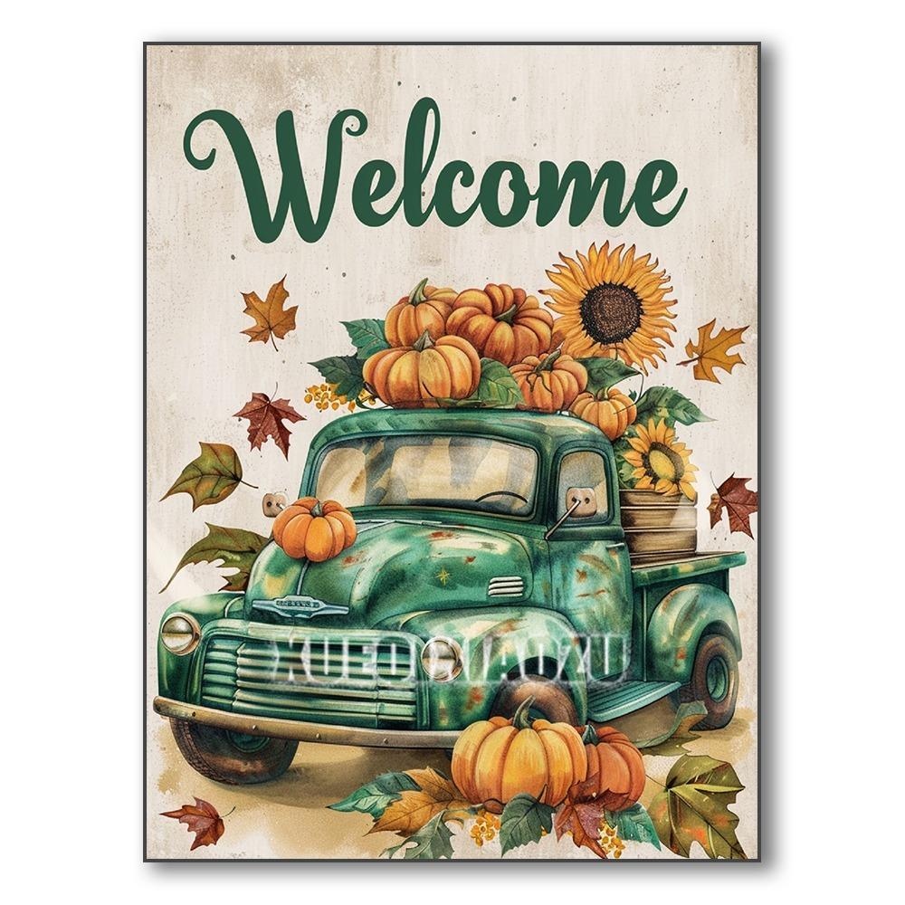 Set Pictură Diamant 5D Dovleac Peisaj de Toamnă Broderie Diamant Mozaic Artă Diamant Complet Imagine DIY Decor de Halloween Cadou