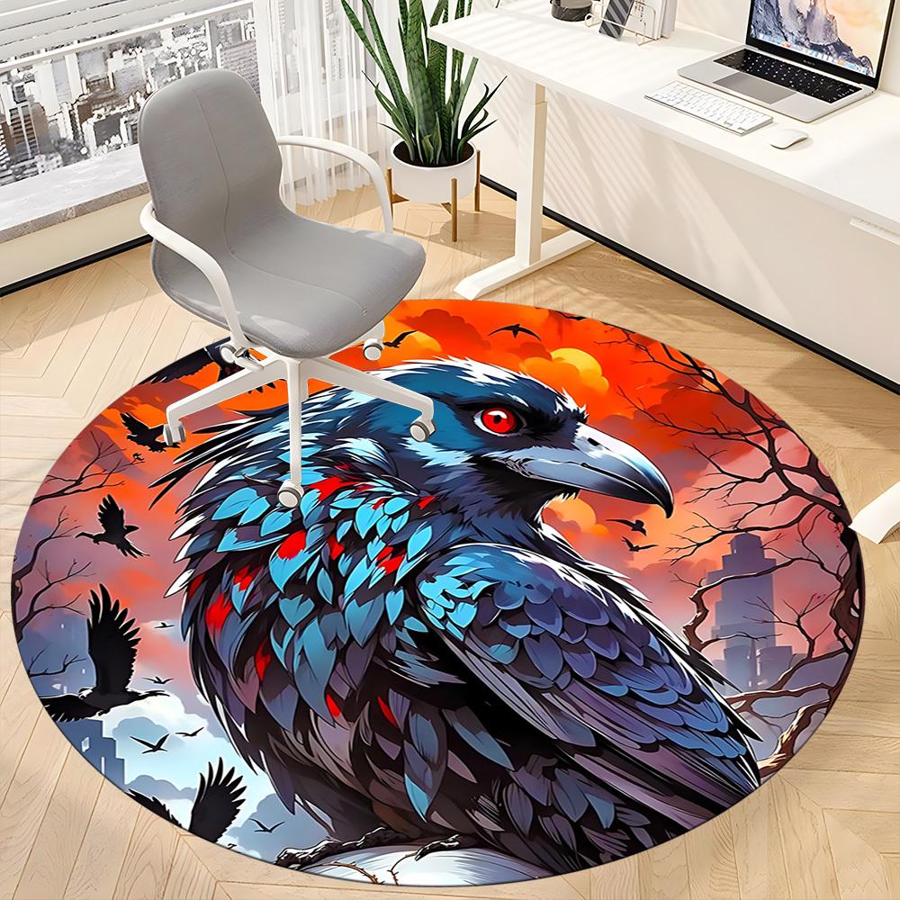 1pc Raven Sky Office Round Area Rug, Under Office Chairs Bedroom Living Room Home Decor, Room Deco, Available in Various Sizes