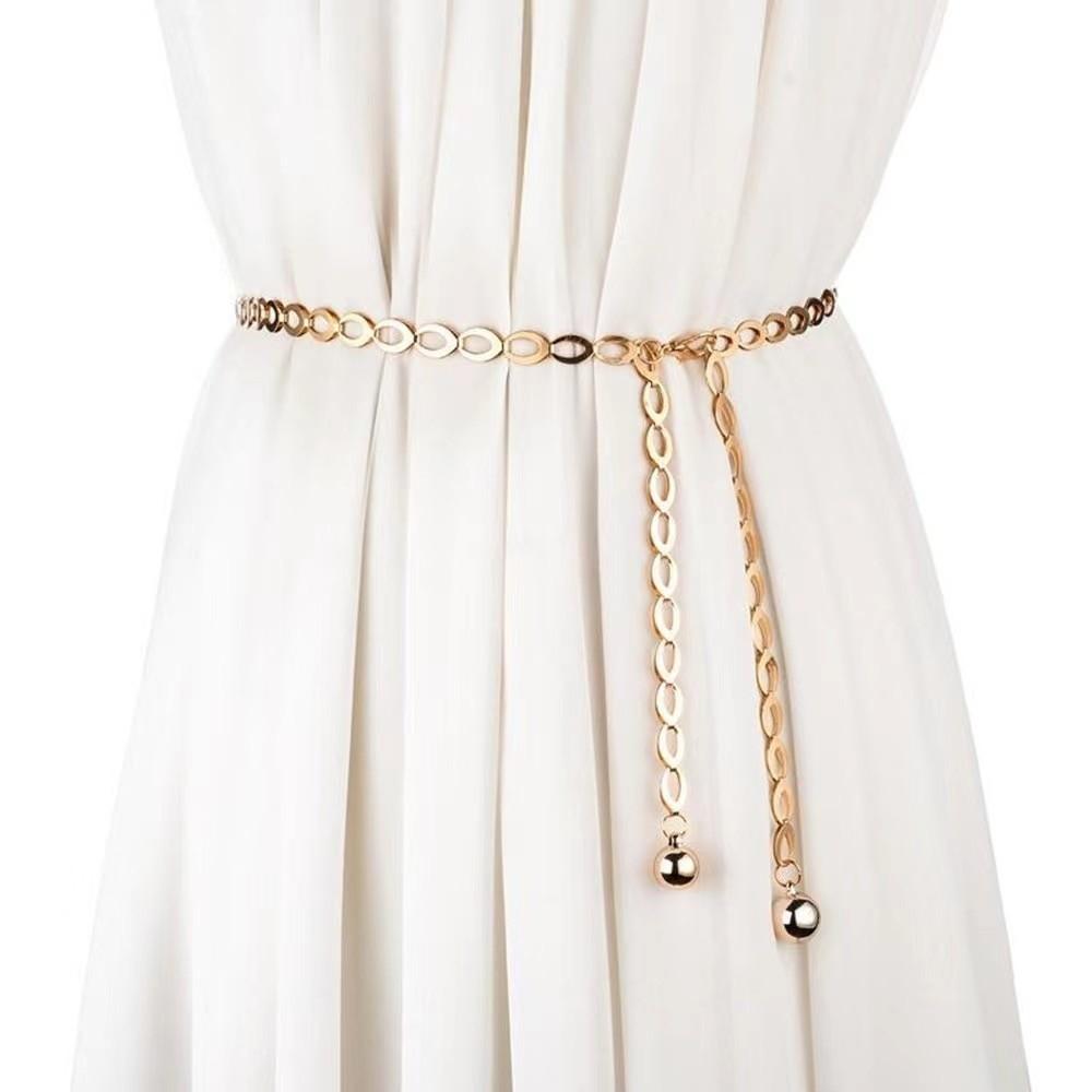 Fashion Metal Waist Chain Silver Gold Color Carved Hollow Out High Waist Belt All-Match Chain Belts for Women Dress