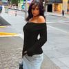 Women Sexy One Off Shoulder Basic Top Long Sleeve Sexy Top Y2K Slim T-Shirts
