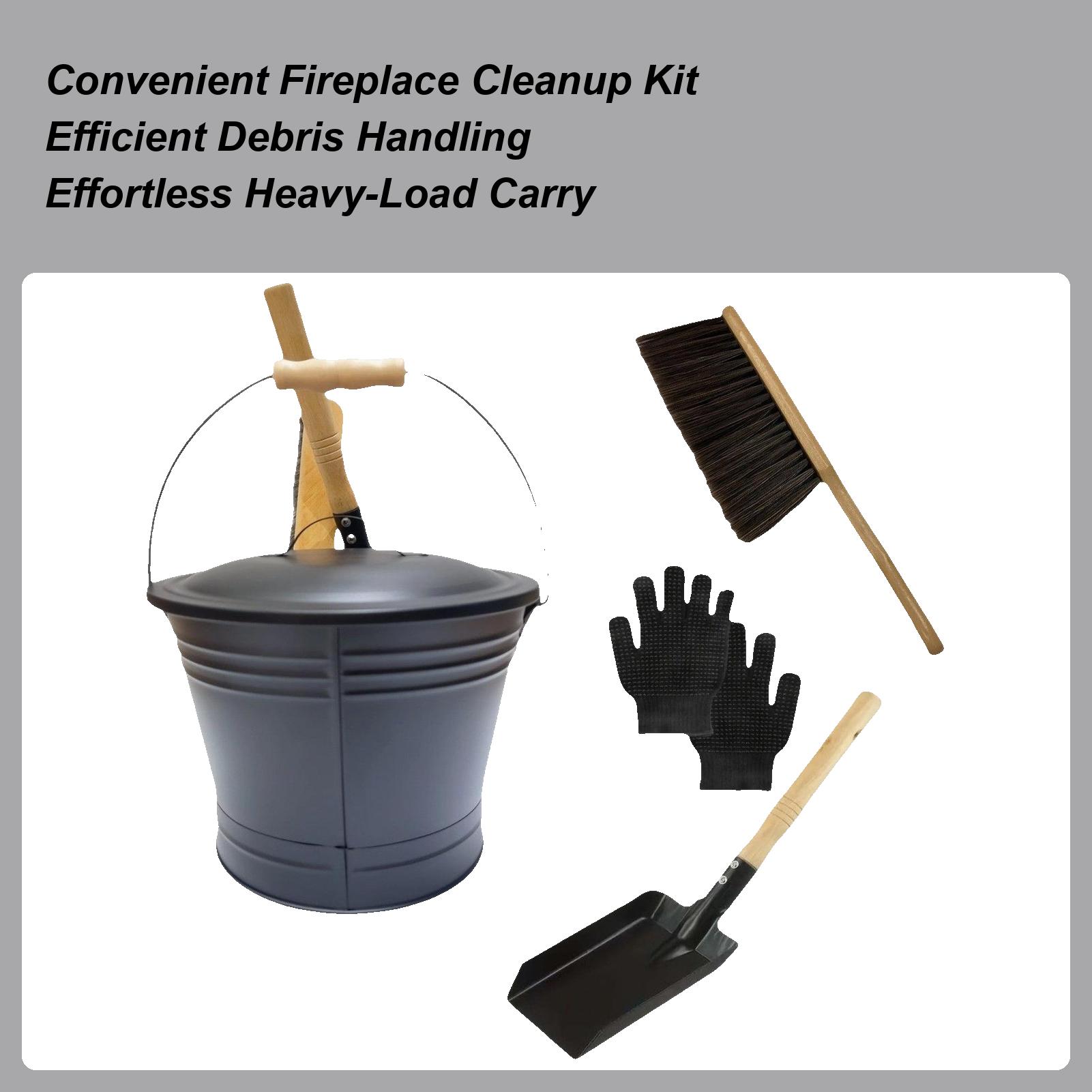 Ash Bucket Metal Heavy-Duty Cleaning Tools Wood Stove Ash Bucket Shovel Fire Pit Tools For Fire Pit Hearth Outdoor Home Camping China Mainland