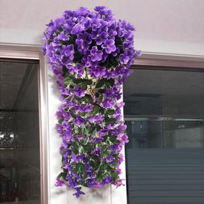 2Pcs Pendurado Videira Violeta Artificial Resistente UV Faux Dropping Flower Plants Plástico Ivy Casa Casamento Interior Exterior