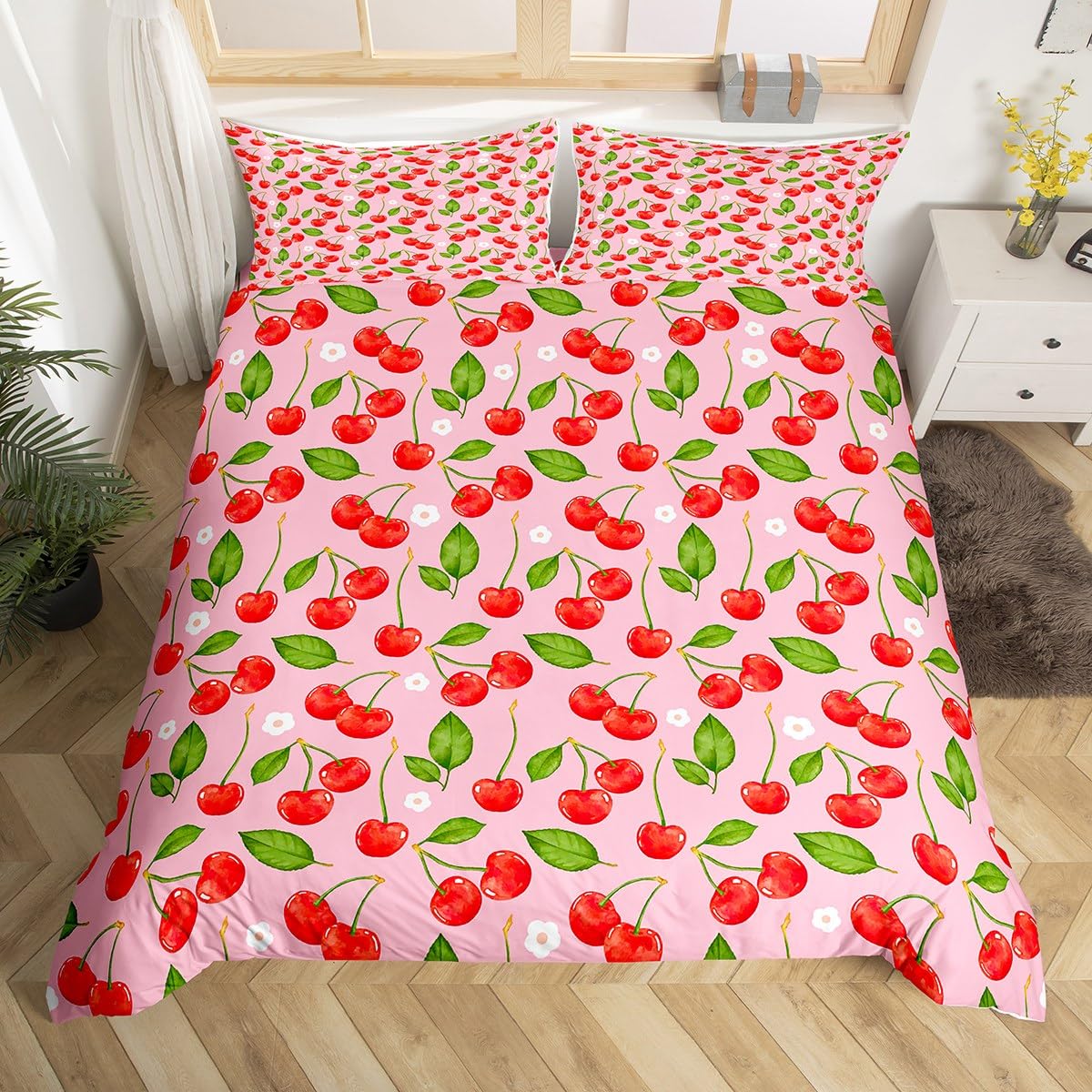 

Comforter Bedding Sets Fruit Comforter For Kids Boys Girls Cute Funny Food Bed Set Queen Red And Black Kawaii Room Decor Comforter (quilt)-EU Single(135*200cm)3pcs
