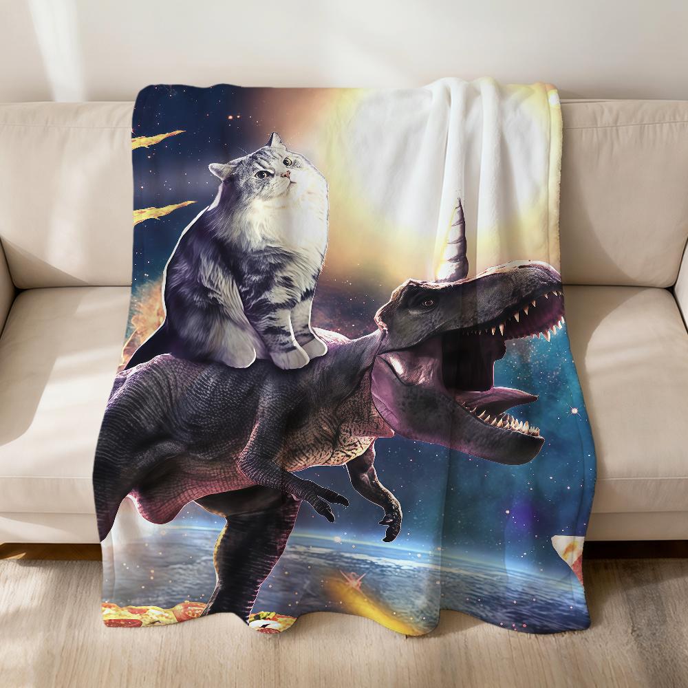Space Cowboy Cat Meme Dinosaur Abstract Funny Pizza Flannel Soft Warm Plush Blanket Sofa Living Room Hogar Bed Gift Car Portable