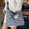 2025 new Korean casual lazy wind contrasting color striped tote bag large-capacity commuter versatile messenger women's bag